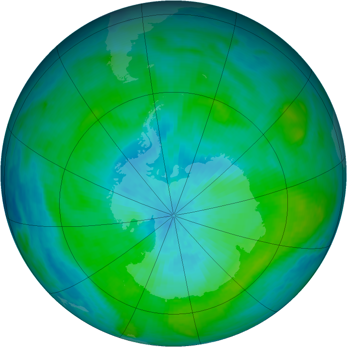 Antarctic ozone map for 26 February 1982